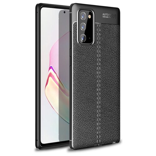 фото Силиконовый чехол накладка для samsung galaxy note 20 с текстурой кожи черный 100gadgets