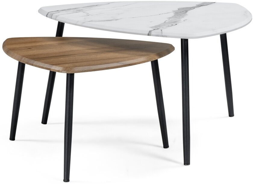 фото Комплект столиков Woodville Лойс мрамор черный / дуб антик