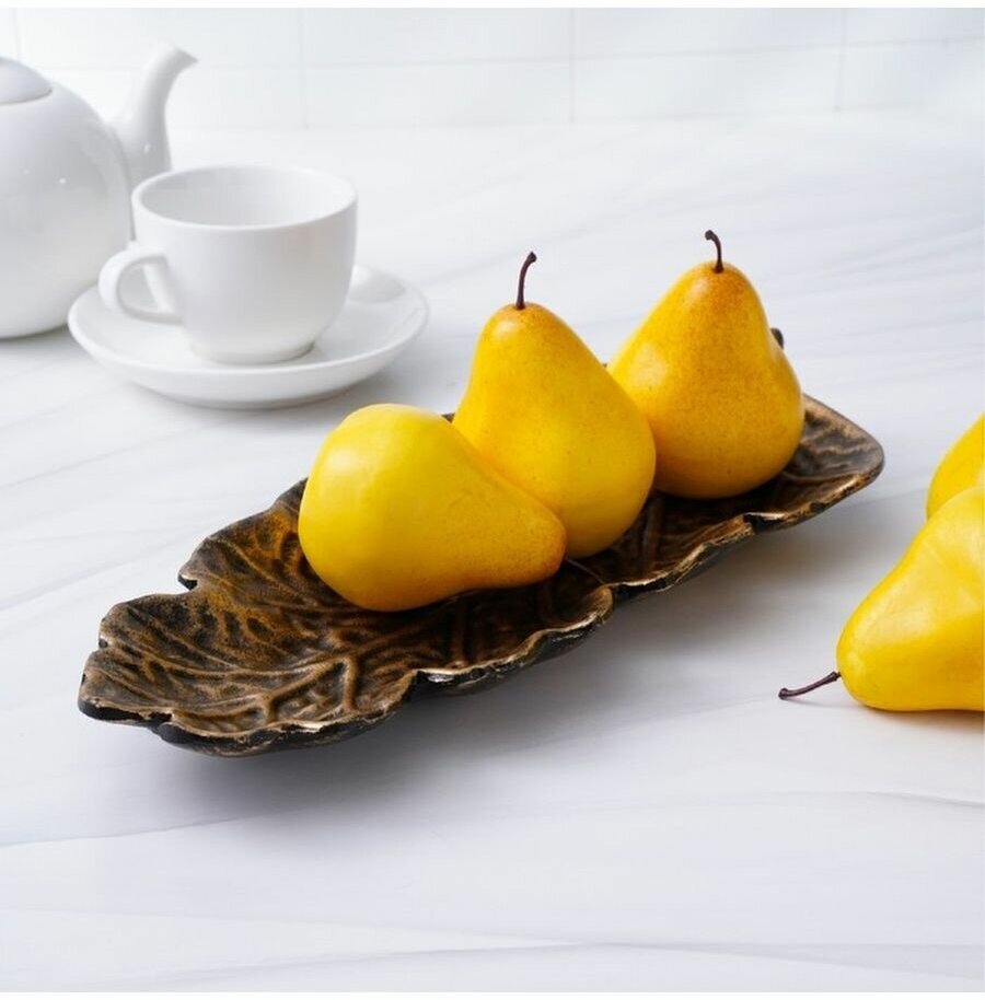 Блюдо для фруктов «Золотой лист», 37×14 см, цвет бронзовый - фотография № 4