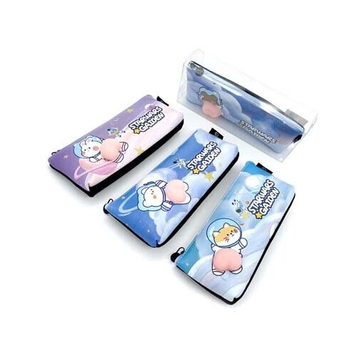 Пенал-косметичка Звездные зверята, экокожа, с фигуркой-сквиши, ассорти CM-11