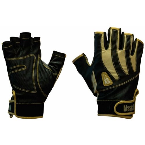 Перчатки спиннингиста Alaskan AGWK-03 (без пальцев), цв. чёрный / бежевый, р-р M перчатки alaskan размер 22 23 серый черный