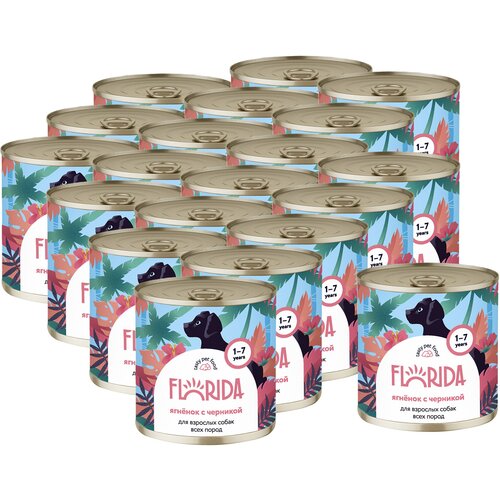 FLORIDA консервы для собак Ягненок с черникой 0,24 кг. х 20 шт.
