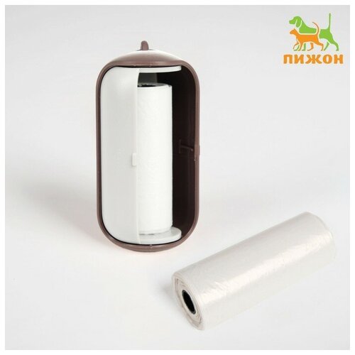 Контейнер-раздвижной с мешками для уборки рулон 15 пакетов 29х21 см кофейно-серый 418₽