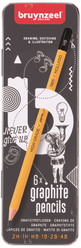 Набор чернографитных карандашей Bruynzeel Burotek 6 штук разной твердости в металлическом пенале