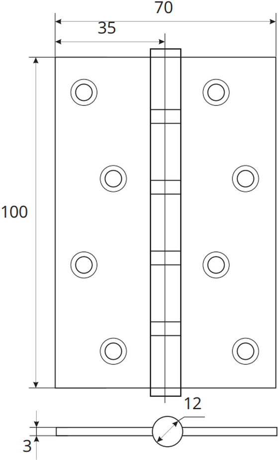 Петля врезная для деревянных дверей, универсальный, с 4 подшипниками, Apecs, 100х70х3 мм, B4-Steel-MB, 23228, матовая бронза - фотография № 3