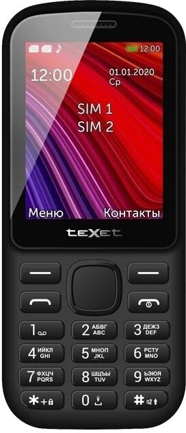 TeXet TM-208, 2 SIM, черный / желтый