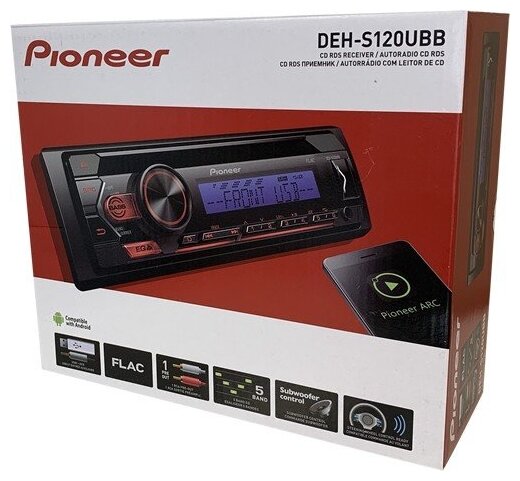 Pioneer DEH-S120UBB CD-R/-RW/MP3/WMA/WAV/FLAC, MOSFET 4 х 50 Вт, тюнер FM c RDS, фронтальный AUX-In