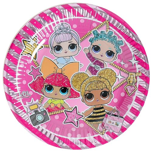 фото Тарелка бумажная "куклы лол", 20 см, набор 8 шт. yandex market