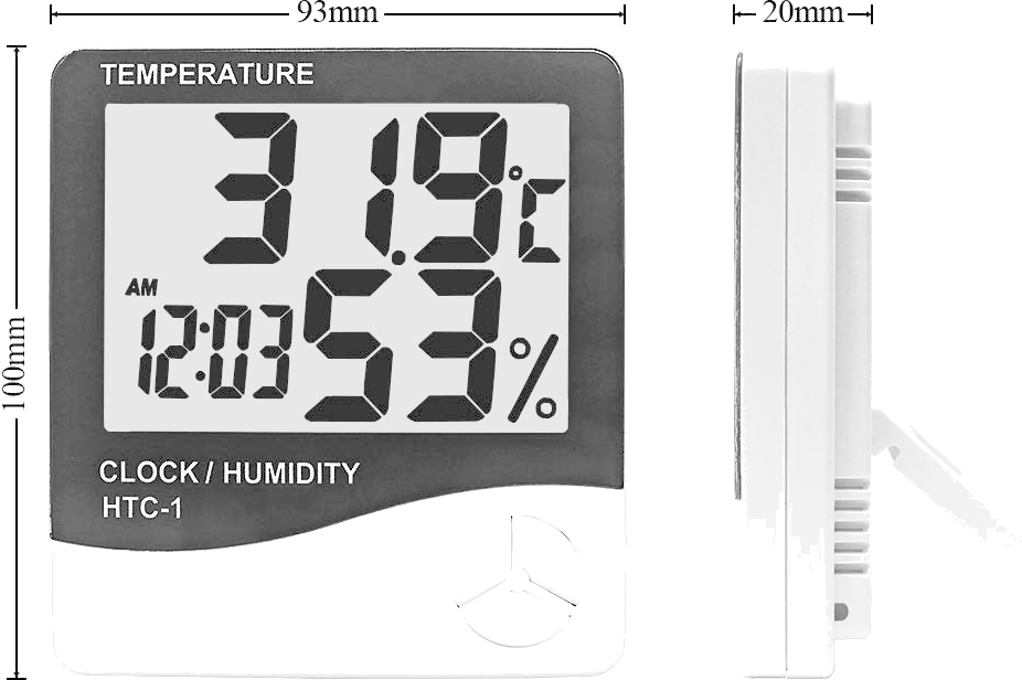 Метеостанция с измерением температуры и влажности воздуха в помещении HTC-1 - фотография № 3