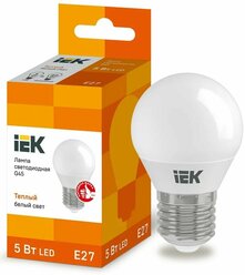 Лампа светодиодная LED 5вт E27 тепло-белый матовый шар (LLE-G45-5-230-30-E27/оригинал)