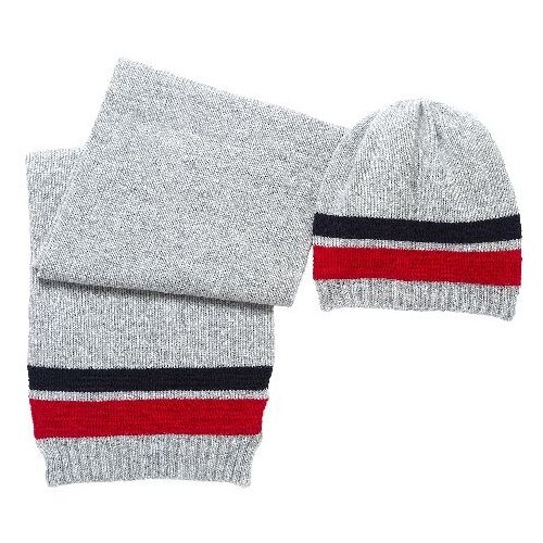 фото Шапка с шарфом chicco bandy для мальчиков, размер 005, цвет серый