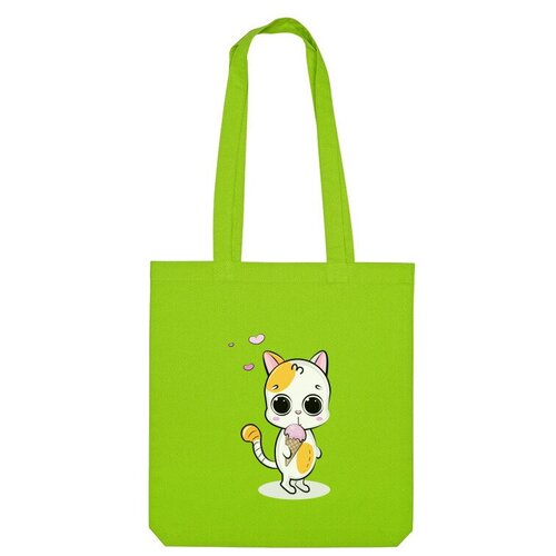 Сумка шоппер Us Basic, зеленый мужская футболка кот с мороженым 2xl белый