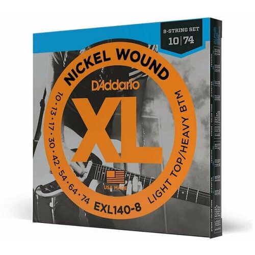 Струны для электрогитары D'Addario EXL140-8 8-String Light Top Heavy Bottom Nickel Wound 10-74