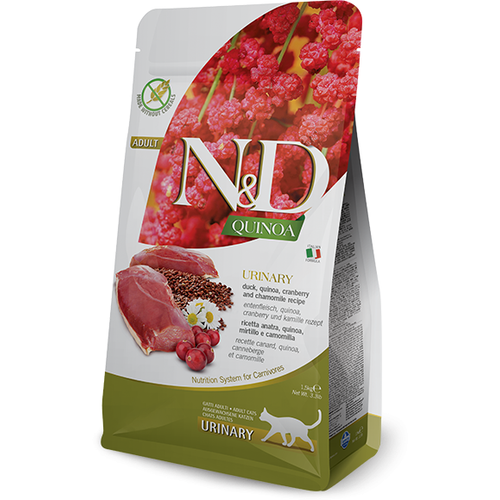 Farmina N&D Quinoa Digestion корм для кошек, беззерновой, профилактика мочекаменной болезни, утка, киноа 1,5кг