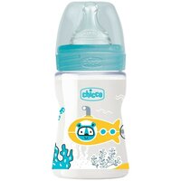 Chicco Бутылочка с соской из силикона Well-Being PP, 150 мл, boy/girl new, с рождения, голубой