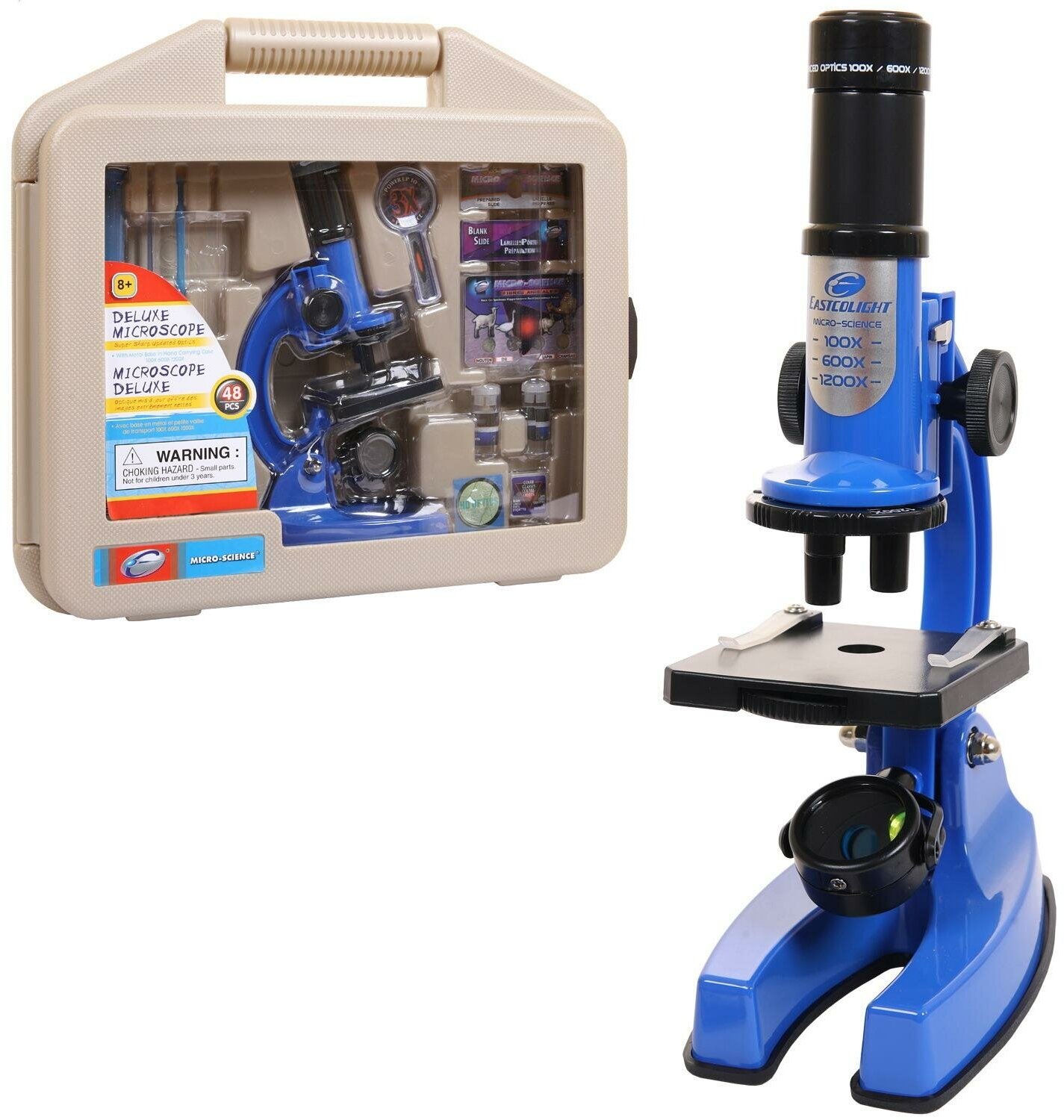 Набор для опытов EASTCOLIGHT с микроскопом в чемоданчике, синий