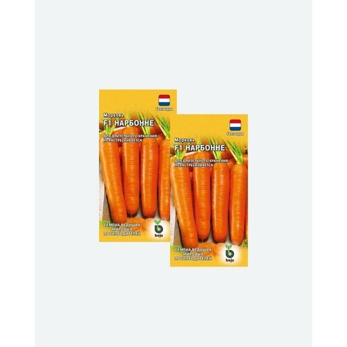Семена Морковь Нарбонне F1, 150шт, Гавриш, Ведущие мировые производители, Bejo(2 упаковки)