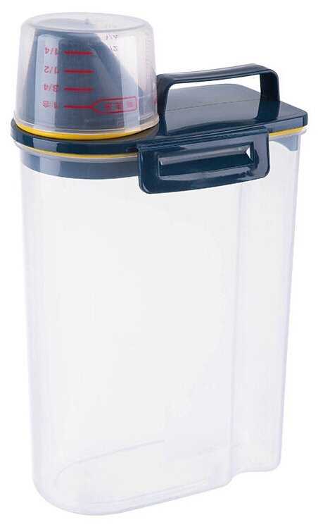 Контейнер для хранения круп, корма, стирального порошка герметичный с дозатором 2 л - фотография № 6
