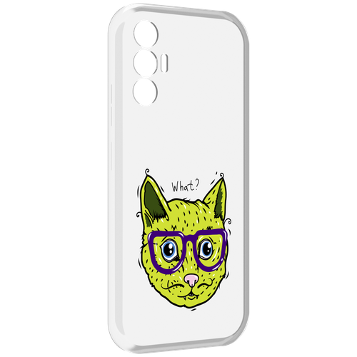 Чехол MyPads Зеленый кот для Tecno Pova 3 задняя-панель-накладка-бампер