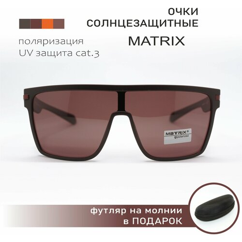 фото Солнцезащитные очки matrix, монолинза, оправа: пластик, поляризационные, с защитой от уф, коричневый