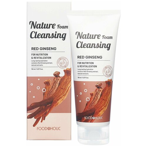 Пенка для умывания с экстрактом красного женьшеня FoodaHolic Nature Foam Cleansing Red Ginseng, 150 мл пенка для умывания с экстрактом красного женьшеня nature foam cleansing red ginseng 150мл