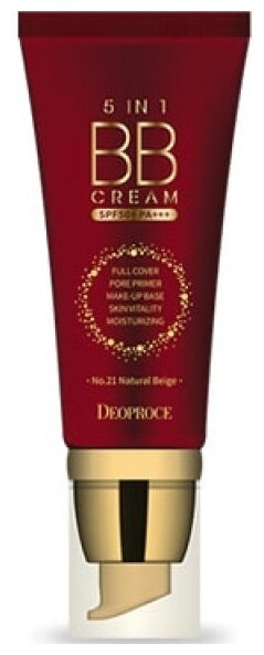 Deoproce BB крем многофункциональный 5 в 1, SPF 50, 50 мл/50 г, оттенок: 21 натуральный бежевый, 1 шт.