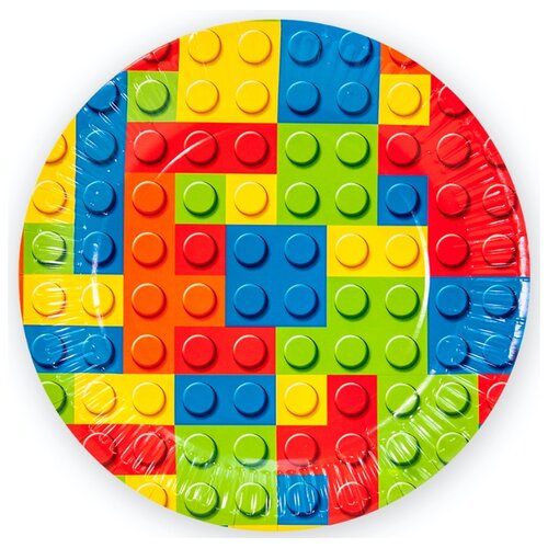 фото Ukid gift набор одноразовых тарелок "конструктор", 9''/23 см - 6 шт дон баллон