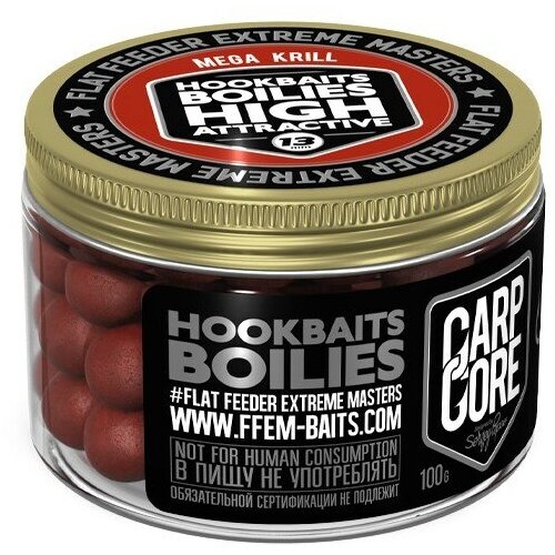 Бойлы насадочные варёные HOOKBAITS BOILIES HIGH ATTRACT Mega Krill (Криль и креветка) 13 мм / тонущие аттрактивные HIGH Attractive 13mm