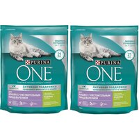 Сухой корм Purina ONE для кошек с чувствительным пищеварением с индейкой и рисом, 200 г, 2 шт