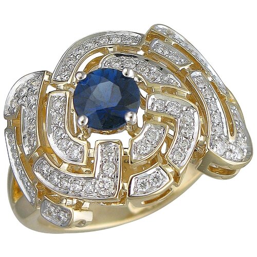 фото Эстет кольцо с сапфиром и бриллиантами из комбинированного золота 01к6613134жy-2, размер 18