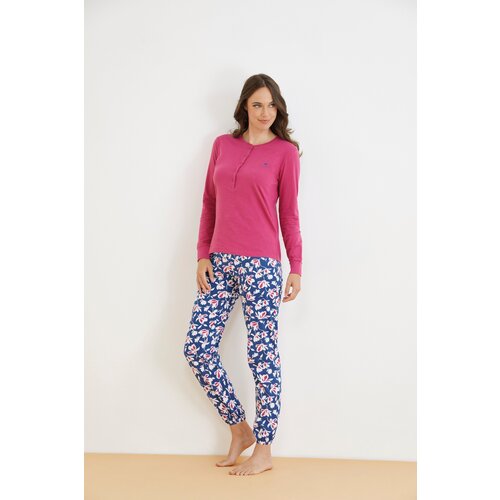 фото Пижама enrico coveri ep5180 с длинным рукавом, костюм домашний с штанами хлопок, синий l