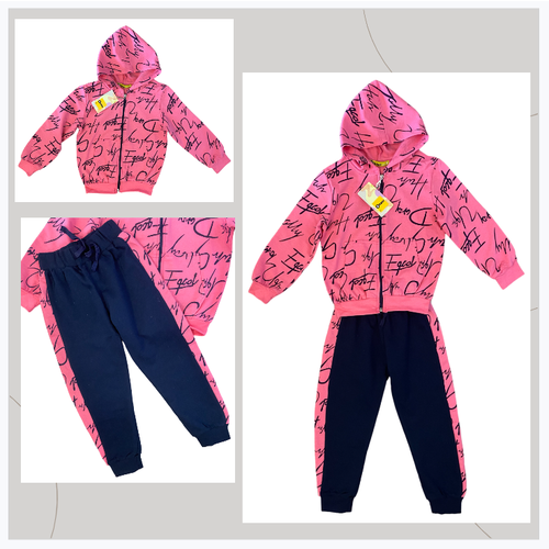 Костюм Akzar Kids для девочек, олимпийка и брюки, размер 6, розовый