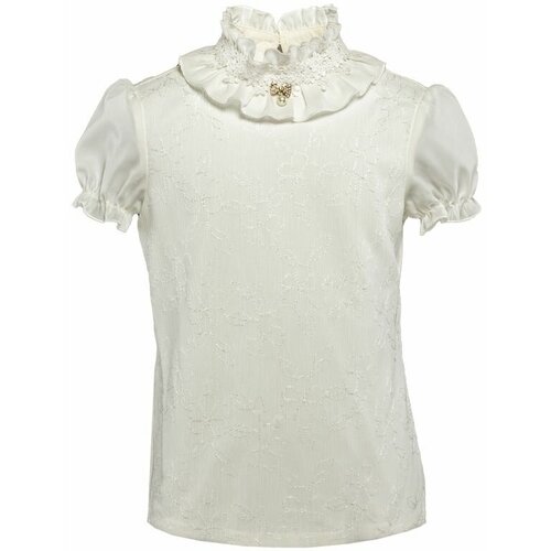 Школьная блуза андис, прилегающий силуэт, на пуговицах, размер 146, белый