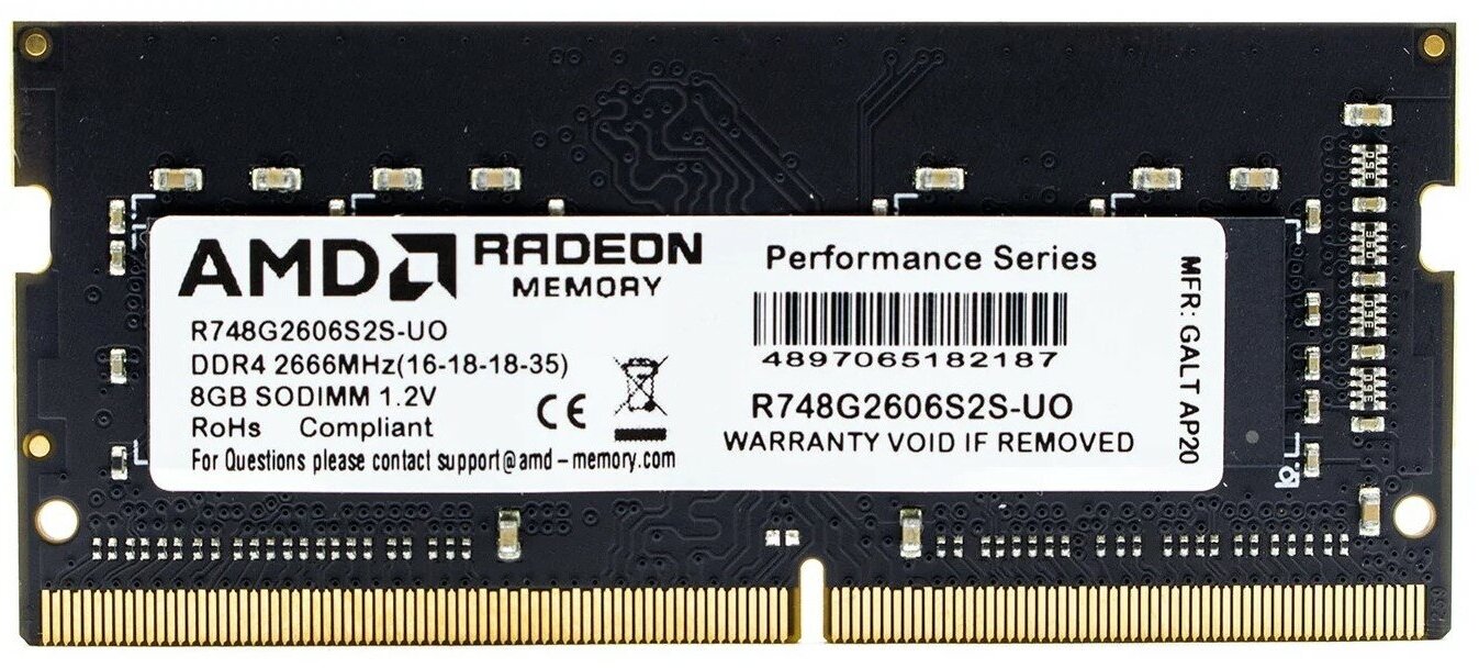 Память оперативная DDR4 8Gb AMD Radeon R7 Performance 2666MHz (R748G2606S2S-U)