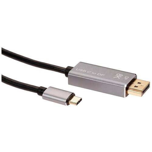 Кабель-адаптер USB Type-Cm --> DP1.4v (m) 8K@60Hz, PD 100W,1.8m , Alum Shell, VCOM адаптер vcom usb type cm dp f 1 4v 8k 60hz alum shell