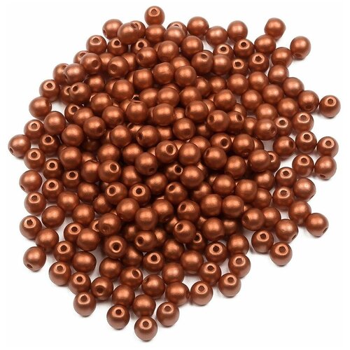 Стеклянные чешские бусины, круглые, Round Beads, 3 мм, цвет Alabaster Metallic Bronze, 200 шт.