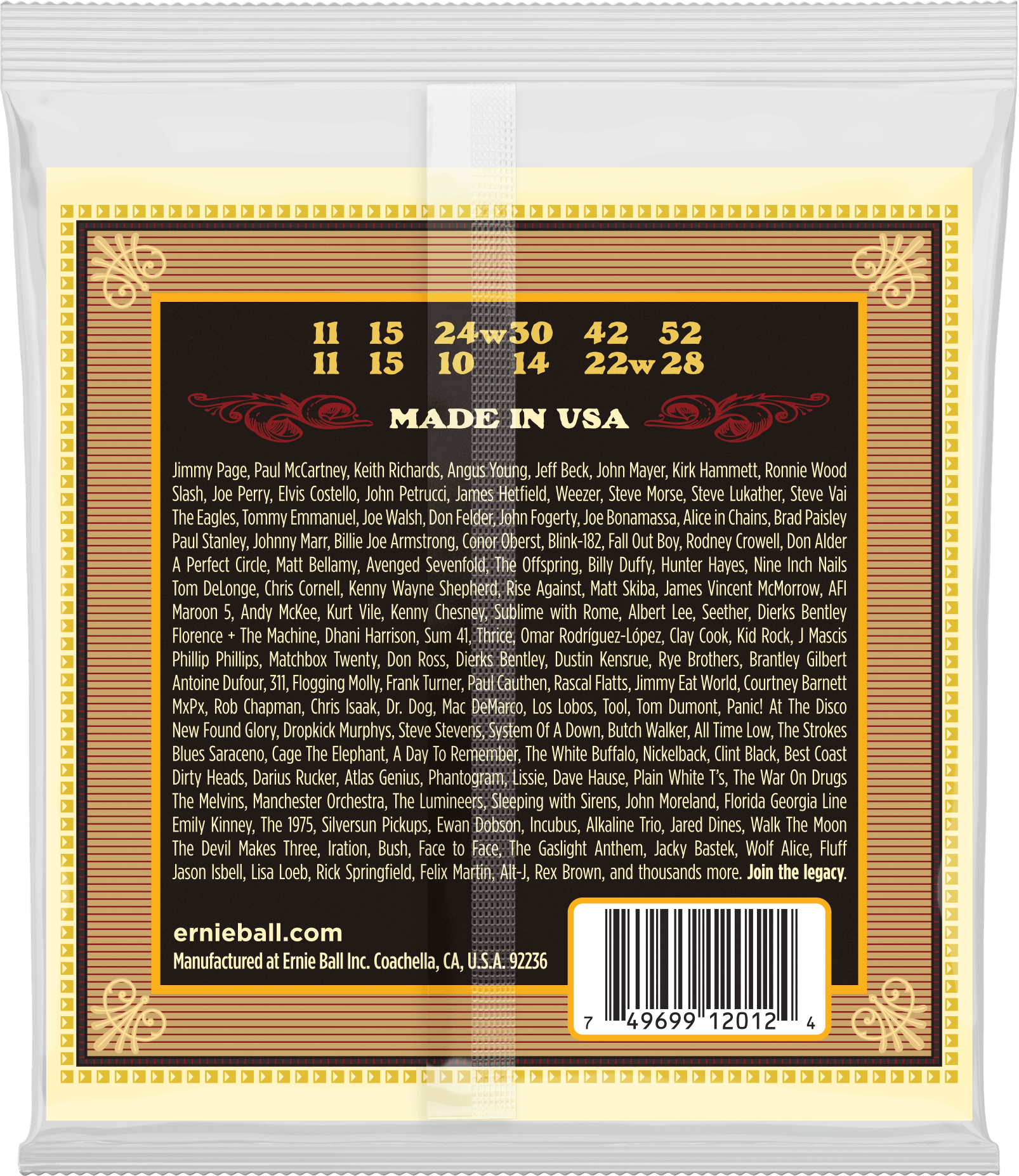 ERNIE BALL 2012 - струны для 12стр. акуст. гитары 80/20 Medium (11-11.15-15.24w-10.30-14.42-22w.