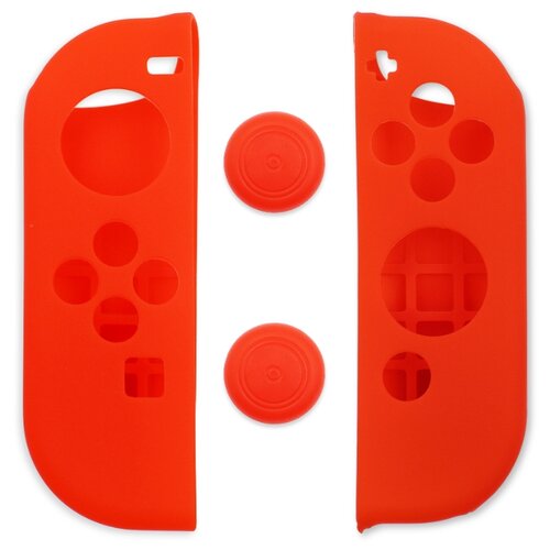 фото Защитный комплект arbitt cokebox (накладки и кнопки красные) из высококачественной резины soft touch для контроллеров joy-con игровой консоли nintendo switch anylife