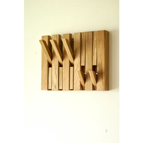 Настенная вешалка из массива дуба с 10 откидными магнитными крючками