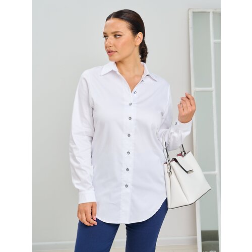 Рубашка  maxroses, классический стиль, полуприлегающий силуэт, длинный рукав, манжеты, однотонная, размер 58, белый