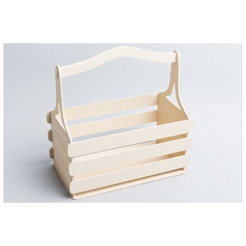 Кашпо для цветов, ящик реечный с ручкой 25х12,5хh25,5см натуральный