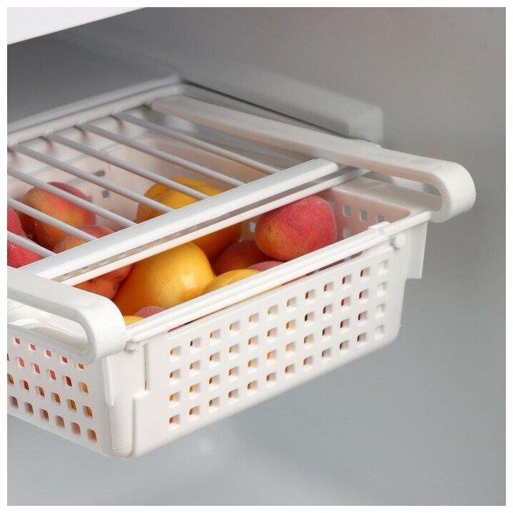Органайзер для холодильника раздвижной «Лофт» 197×20×77 см цвет белый