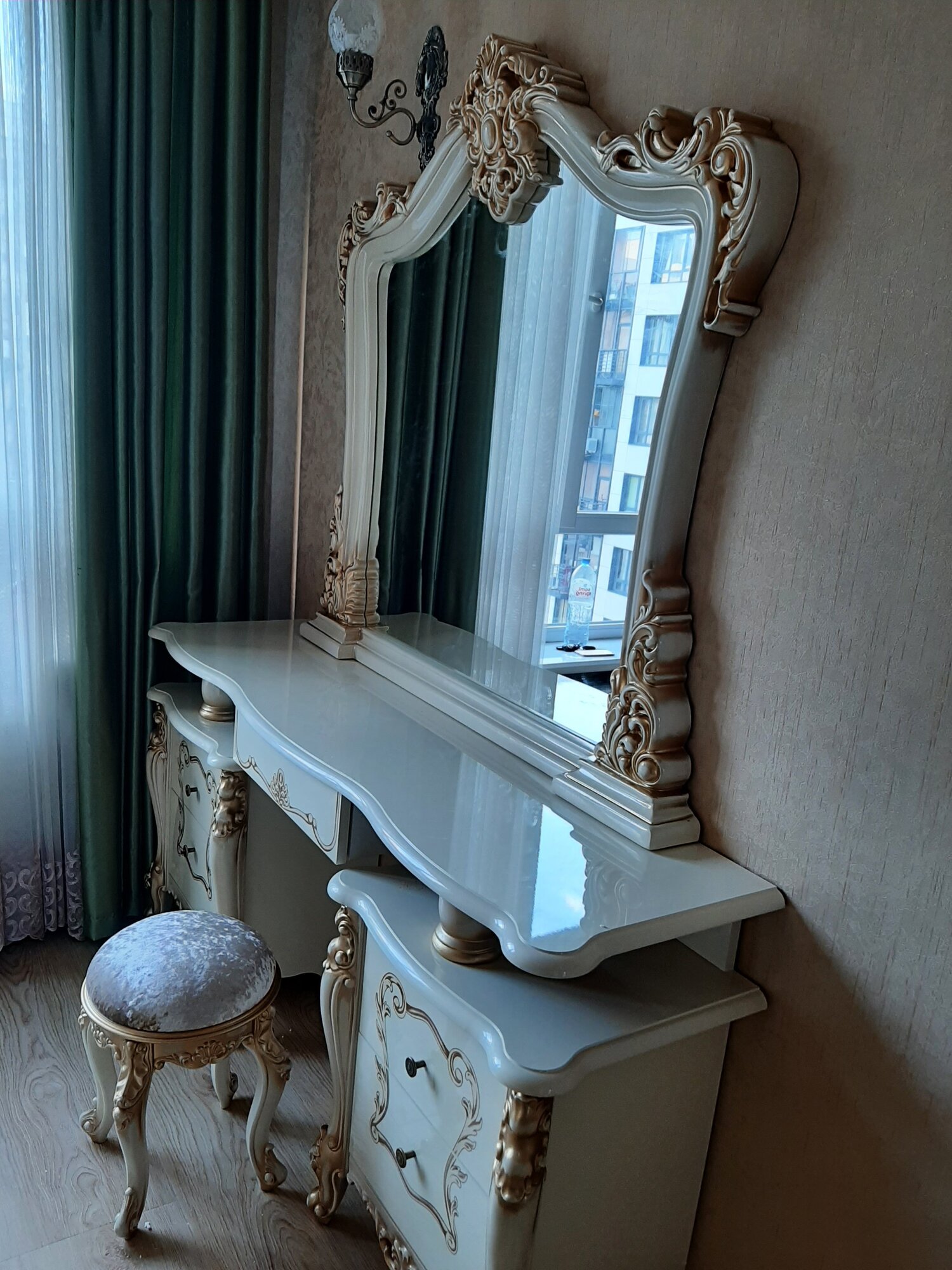 Туалетный стол Диа Джоконда с зеркалом, крем глянец