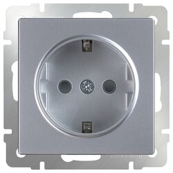 Розетка Werkel WL06-SKGS-01-IP44, 16 А, с защитной шторкой, с заземлением, серебристый