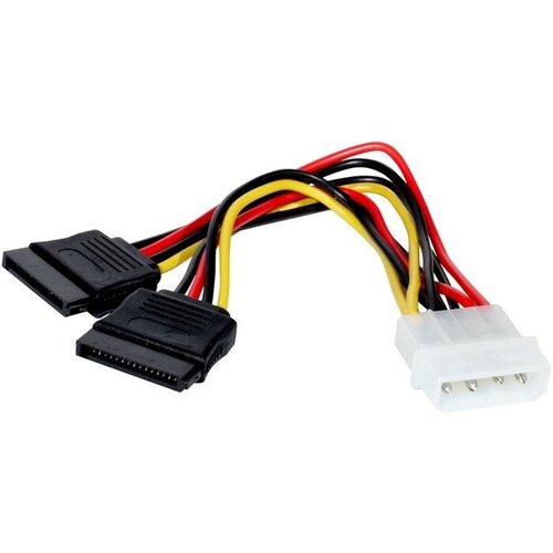 Кабель-переходник питания ExeGate EX-CC-SATA-PSY, Molex(4pin)(m)-2хSATA(15pin)(f), 0.15 м