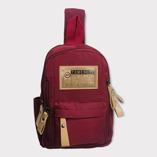 фото Рюкзак слинг , фактура гладкая, красный bruono