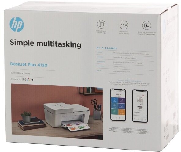 МФУ струйный HP DeskJet Plus 4120, A4, цветной, струйный, белый [3xv14b] - фото №19