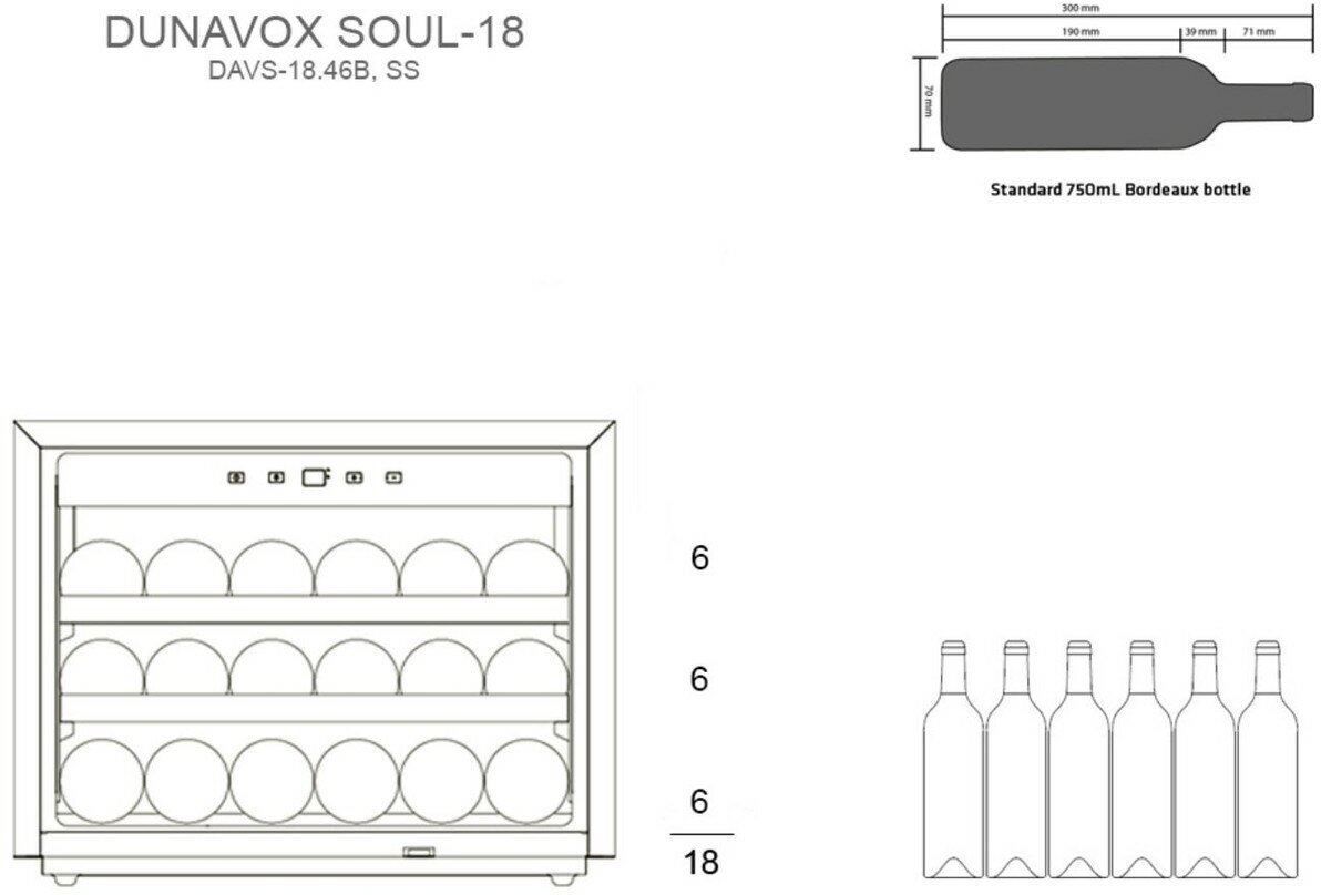 Встраиваемый винный шкаф Dunavox DAVS-18.46SS