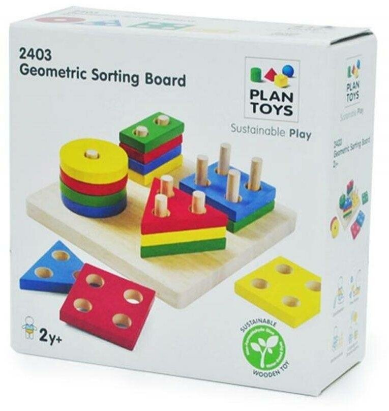Игрушка из дерева Plan Toys, Сортер Доска с геометрическими фигурами - фото №14