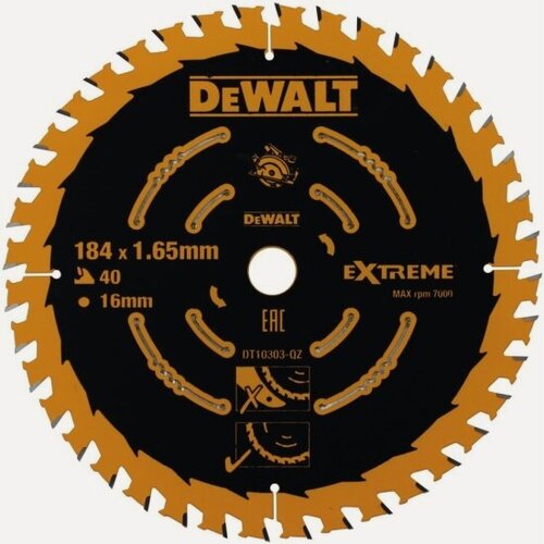 Изображение товара Пильный диск по дереву Dewalt DT10303 [184*1,65-16мм, 40T-WZ+18°]